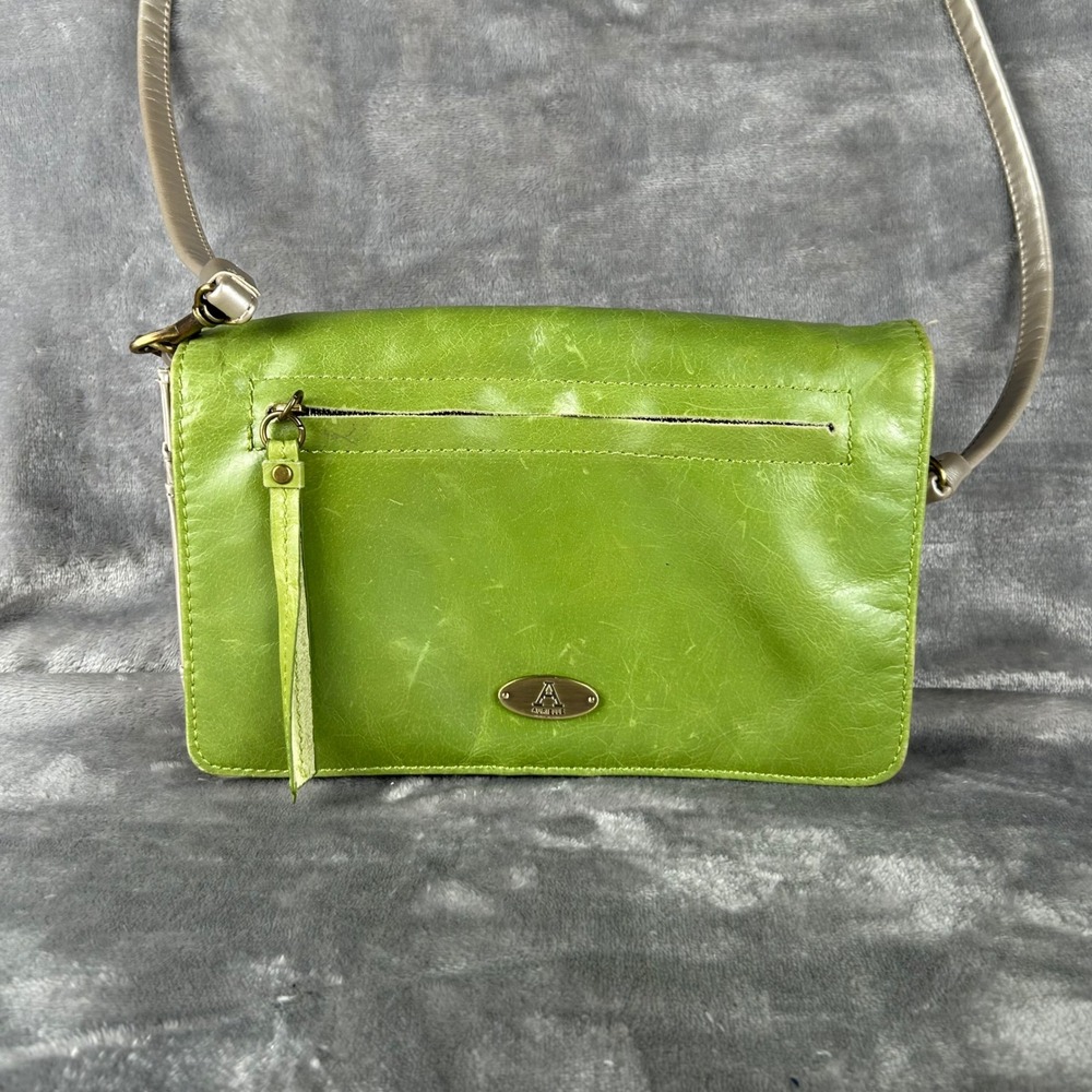 Aurielle Green Metallic Gold Leather Crossbody Bag Small Satchel Messenger